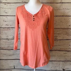 Red Camel 3/4sleeve top M coral